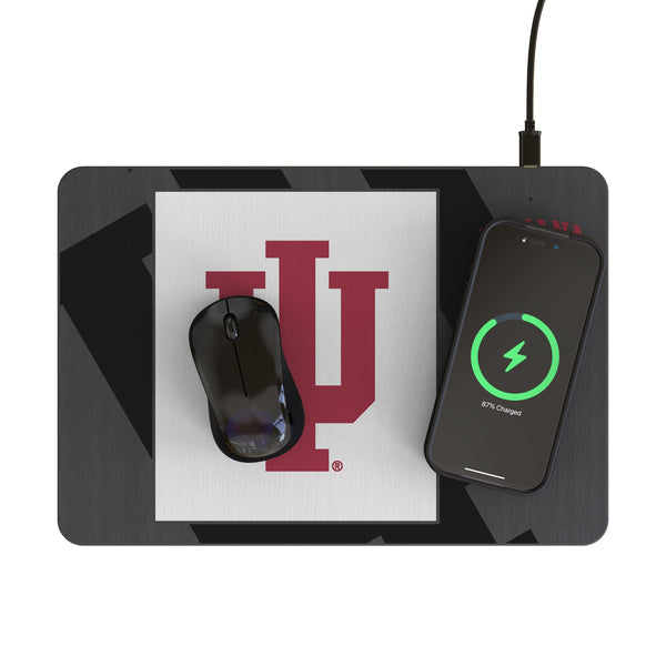 Indiana University Hoosiers Monocolor Tilt 15-Watt Wireless Charger and Mouse Pad Lifestyle.Jpg