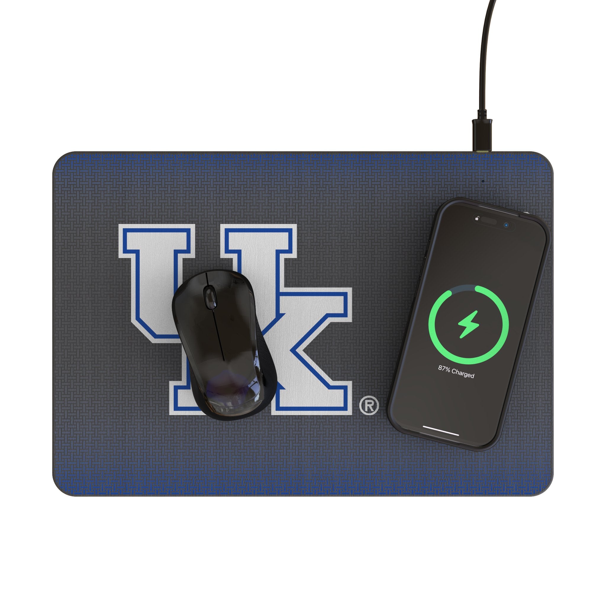 University of Kentucky Wildcats Linen 15-Watt Wireless Charger and Mouse Pad Lifestyle.Jpg