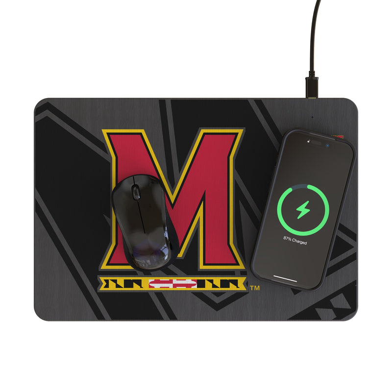 University of Maryland Terrapins Monocolor Tilt 15-Watt Wireless Charger and Mouse Pad Lifestyle.Jpg