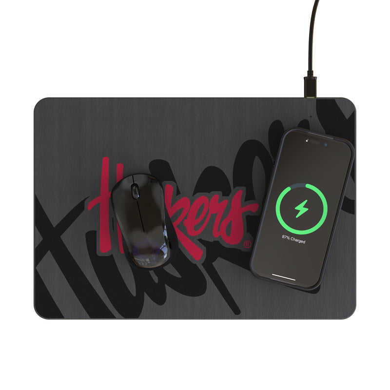 University of Nebraska Huskers Personalized Tilt 15-Watt Wireless Charger and Mouse Pad Lifestyle.Jpg