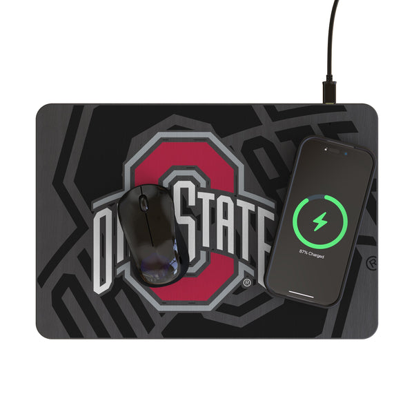 Ohio State University Buckeyes Monocolor Tilt 15-Watt Wireless Charger and Mouse Pad Lifestyle.Jpg