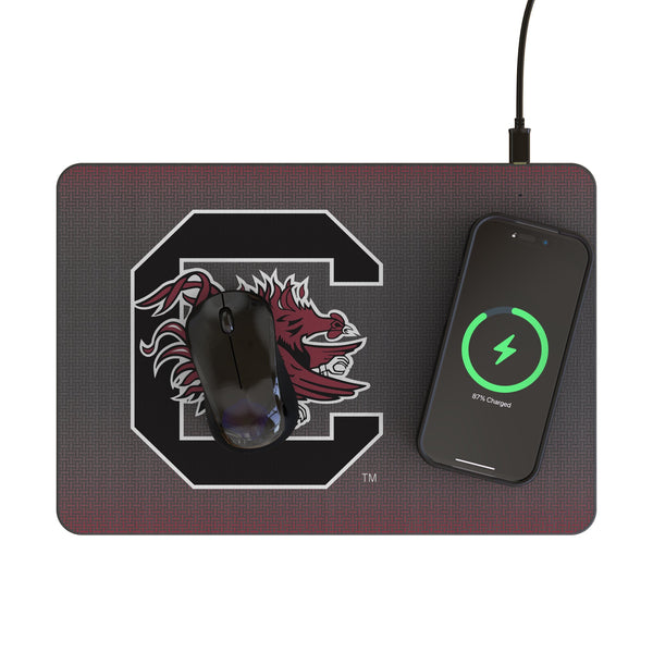 University of South Carolina Gamecocks Linen 15-Watt Wireless Charger and Mouse Pad Lifestyle.Jpg