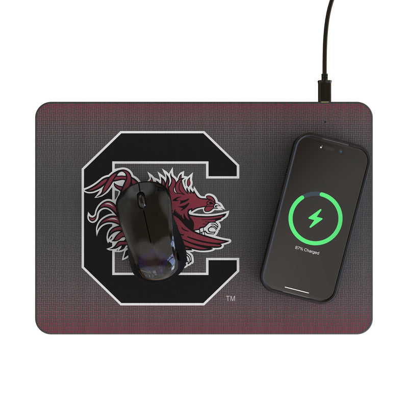 University of South Carolina Gamecocks Linen 15-Watt Wireless Charger and Mouse Pad Lifestyle.Jpg