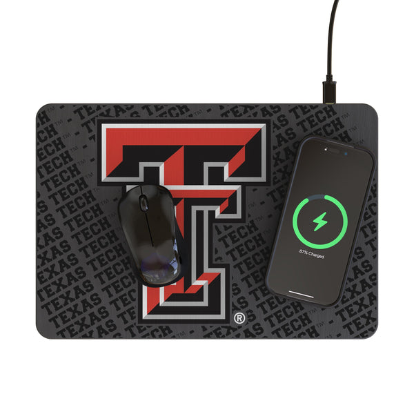 Texas Tech Red Raiders Monocolor Tilt 15-Watt Wireless Charger and Mouse Pad Lifestyle.Jpg