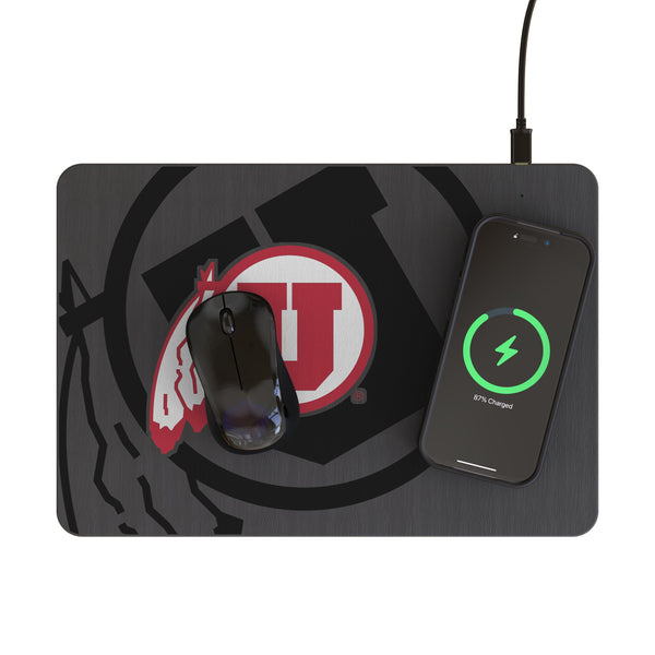 University of Utah Utes Personalized Tilt 15-Watt Wireless Charger and Mouse Pad Lifestyle.Jpg