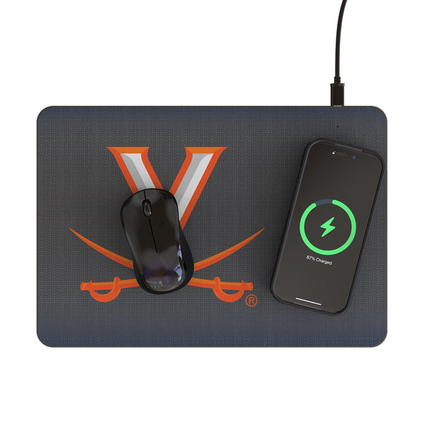 University of Virginia Cavaliers Linen 15-Watt Wireless Charger and Mouse Pad Lifestyle.Jpg