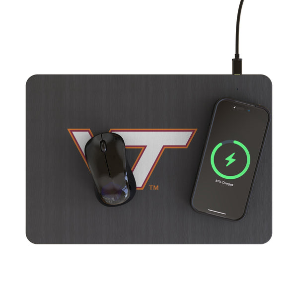 Virginia Tech Hokies Monocolor Tilt 15-Watt Wireless Charger and Mouse Pad Lifestyle.Jpg