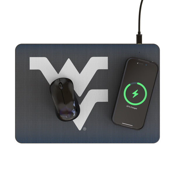 West Virginia University Mountaineers Linen 15-Watt Wireless Charger and Mouse Pad Lifestyle.Jpg