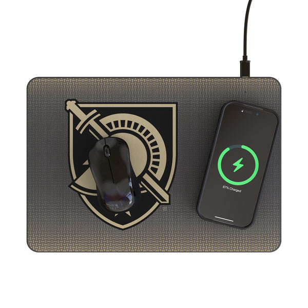 United States Military Academy Black Knights Linen 15-Watt Wireless Charger and Mouse Pad Lifestyle.Jpg
