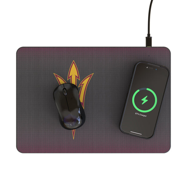Arizona State University Sun Devils Linen 15-Watt Wireless Charger and Mouse Pad Lifestyle.Jpg