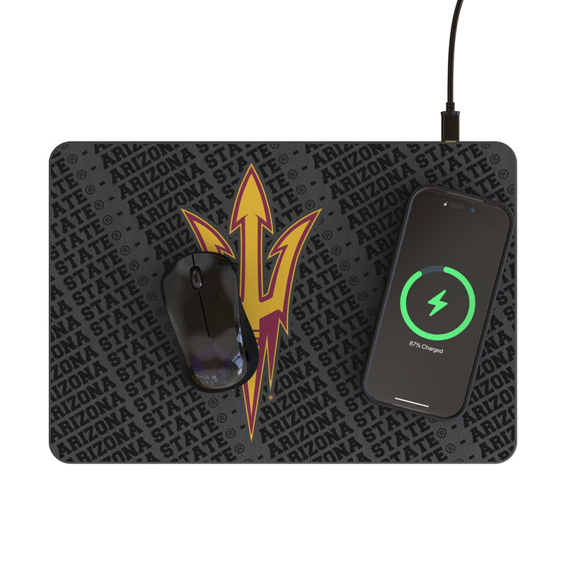 Arizona State University Sun Devils Monocolor Tilt 15-Watt Wireless Charger and Mouse Pad Lifestyle.Jpg