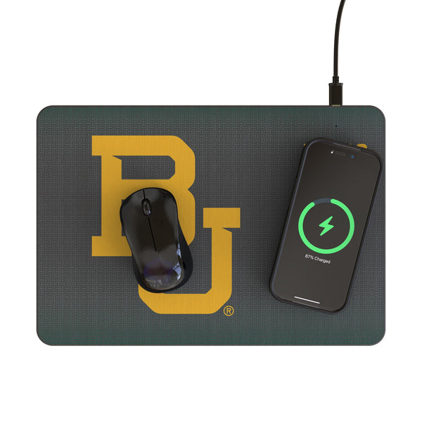 Baylor University Bears Linen 15-Watt Wireless Charger and Mouse Pad Lifestyle.Jpg