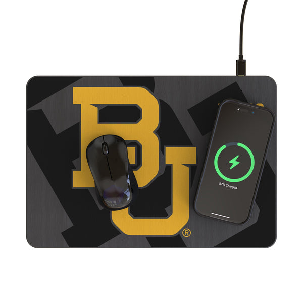 Baylor University Bears Monocolor Tilt 15-Watt Wireless Charger and Mouse Pad Lifestyle.Jpg