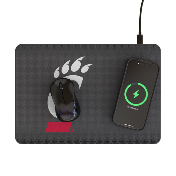 University of Cincinnati Bearcats Linen 15-Watt Wireless Charger and Mouse Pad Lifestyle.Jpg
