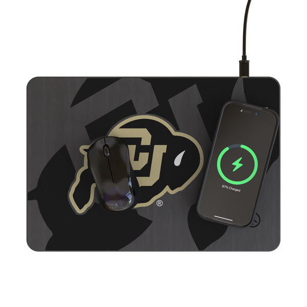 University of Colorado Buffaloes Monocolor Tilt 15-Watt Wireless Charger and Mouse Pad Lifestyle.Jpg