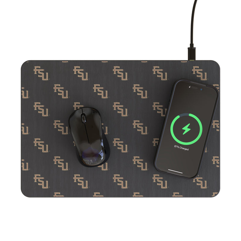Florida State University Seminoles Fashion Pattern 15-Watt Wireless Charger and Mouse Pad Lifestyle.Jpg