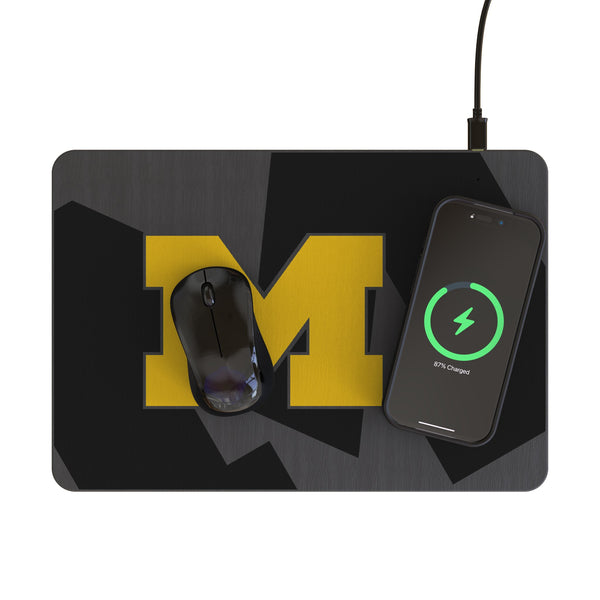 University of Michigan Wolverines Personalized Tilt 15-Watt Wireless Charger and Mouse Pad Lifestyle.Jpg