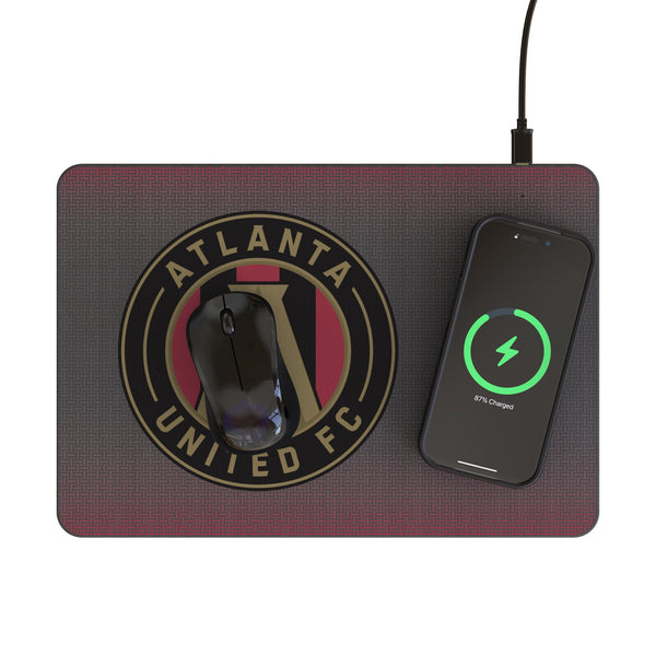 Atlanta United FC Linen 15-Watt Wireless Charger and Mouse Pad Lifestyle.Jpg