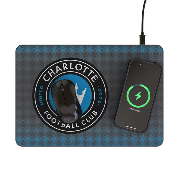 Charlotte FC Linen 15-Watt Wireless Charger and Mouse Pad Lifestyle.Jpg