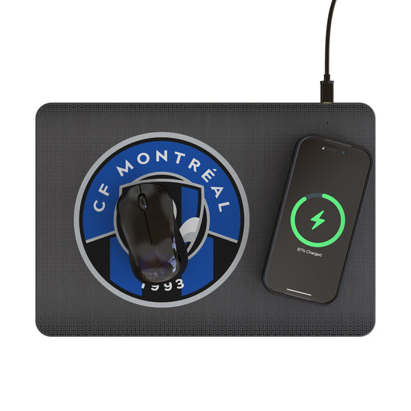 CF Montreal Linen 15-Watt Wireless Charger and Mouse Pad Lifestyle.Jpg