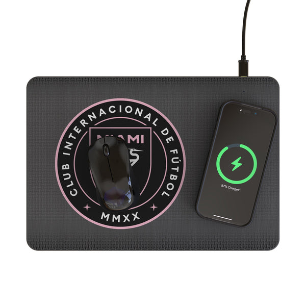 Inter Miami CF Linen 15-Watt Wireless Charger and Mouse Pad Lifestyle.Jpg
