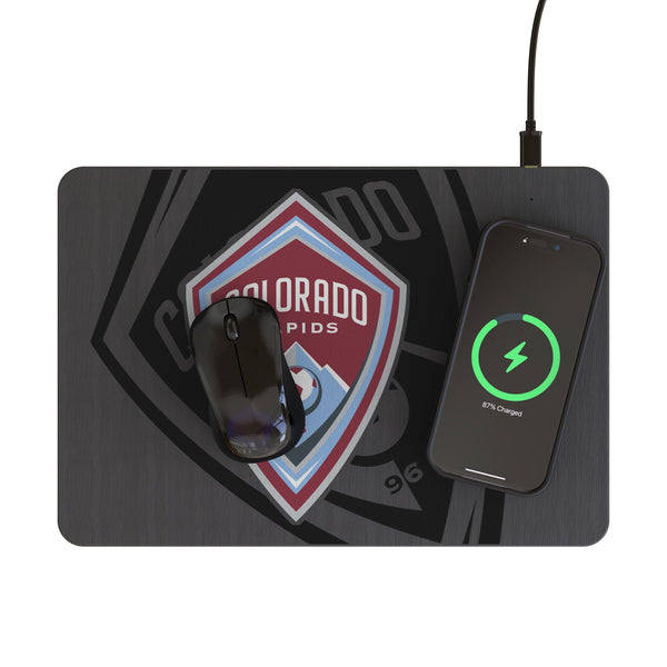 Colorado Rapids Monocolor Tilt 15-Watt Wireless Charger and Mouse Pad Lifestyle.Jpg