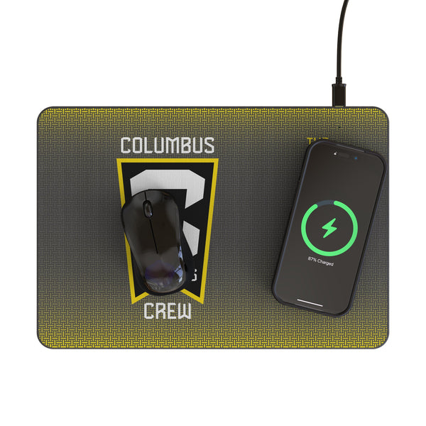 Columbus Crew Linen 15-Watt Wireless Charger and Mouse Pad Lifestyle.Jpg