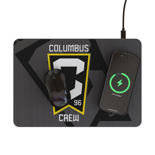 Columbus Crew Personalized Tilt 15-Watt Wireless Charger and Mouse Pad Lifestyle.Jpg