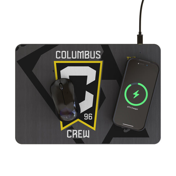 Columbus Crew Monocolor Tilt 15-Watt Wireless Charger and Mouse Pad Lifestyle.Jpg