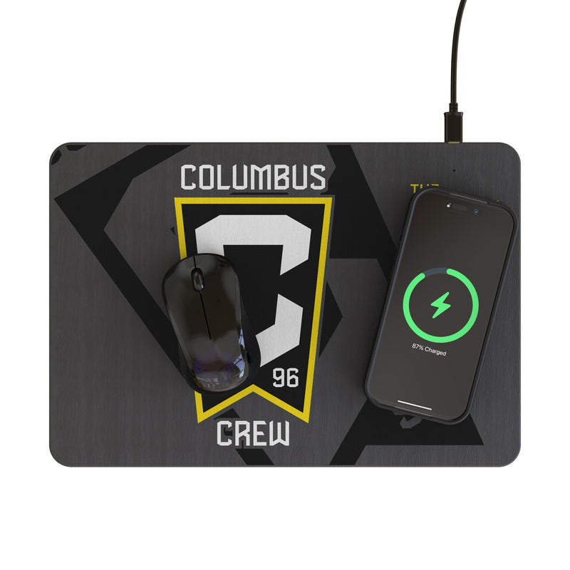 Columbus Crew Monocolor Tilt 15-Watt Wireless Charger and Mouse Pad Lifestyle.Jpg