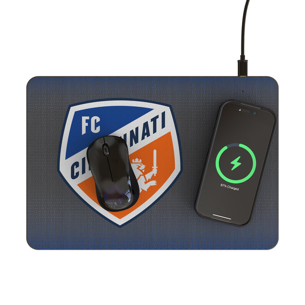 FC Cincinnati Linen 15-Watt Wireless Charger and Mouse Pad Lifestyle.Jpg