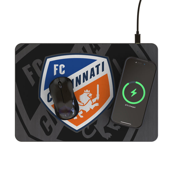 FC Cincinnati Monocolor Tilt 15-Watt Wireless Charger and Mouse Pad Lifestyle.Jpg