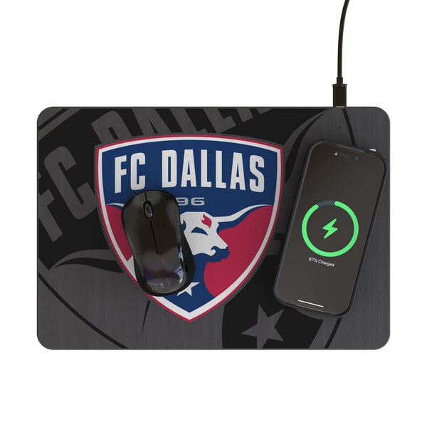 FC Dallas Monocolor Tilt 15-Watt Wireless Charger and Mouse Pad Lifestyle.Jpg