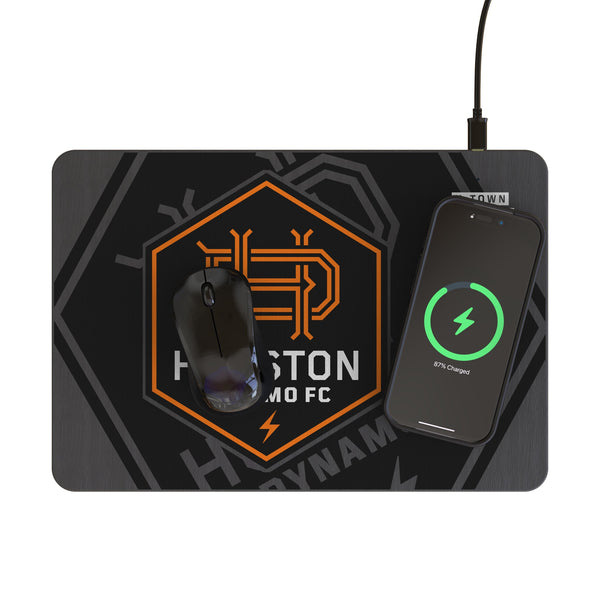 Houston Dynamo Monocolor Tilt 15-Watt Wireless Charger and Mouse Pad Lifestyle.Jpg