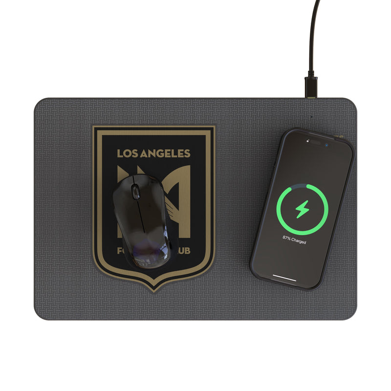 Los Angeles Football Club Linen 15-Watt Wireless Charger and Mouse Pad Lifestyle.Jpg