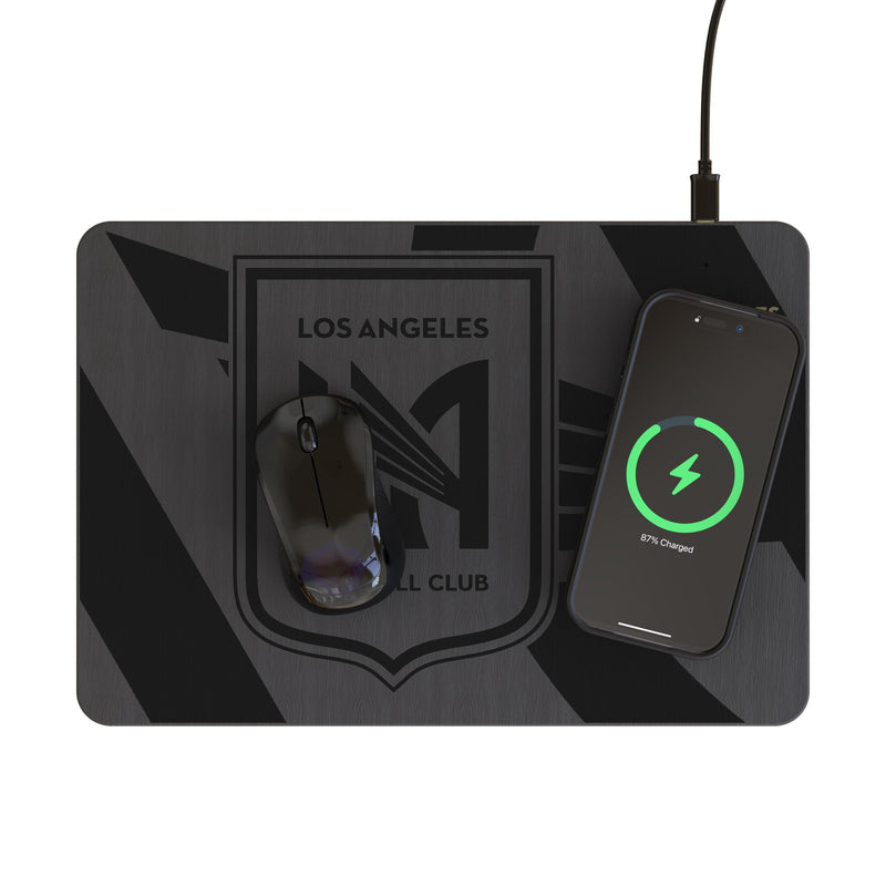Los Angeles Football Club Monocolor Tilt 15-Watt Wireless Charger and Mouse Pad Lifestyle.Jpg