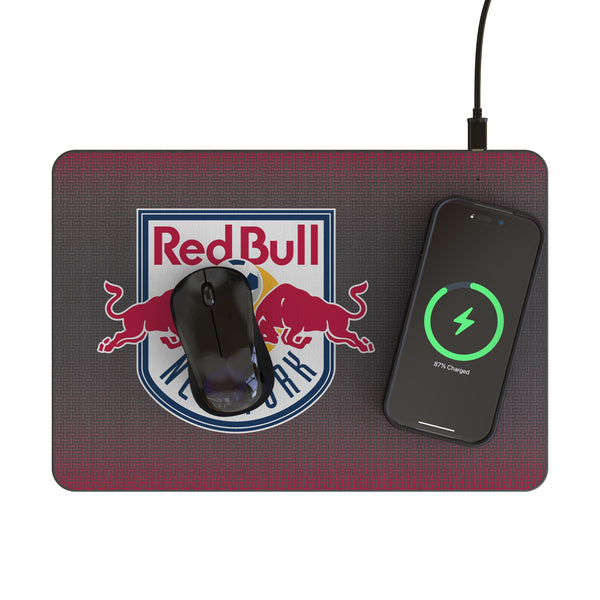 New York Red Bulls Linen 15-Watt Wireless Charger and Mouse Pad Lifestyle.Jpg