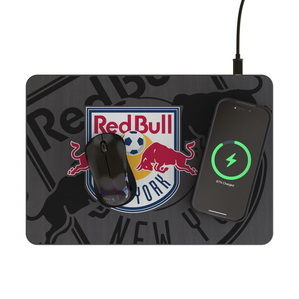 New York Red Bulls Monocolor Tilt 15-Watt Wireless Charger and Mouse Pad Lifestyle.Jpg