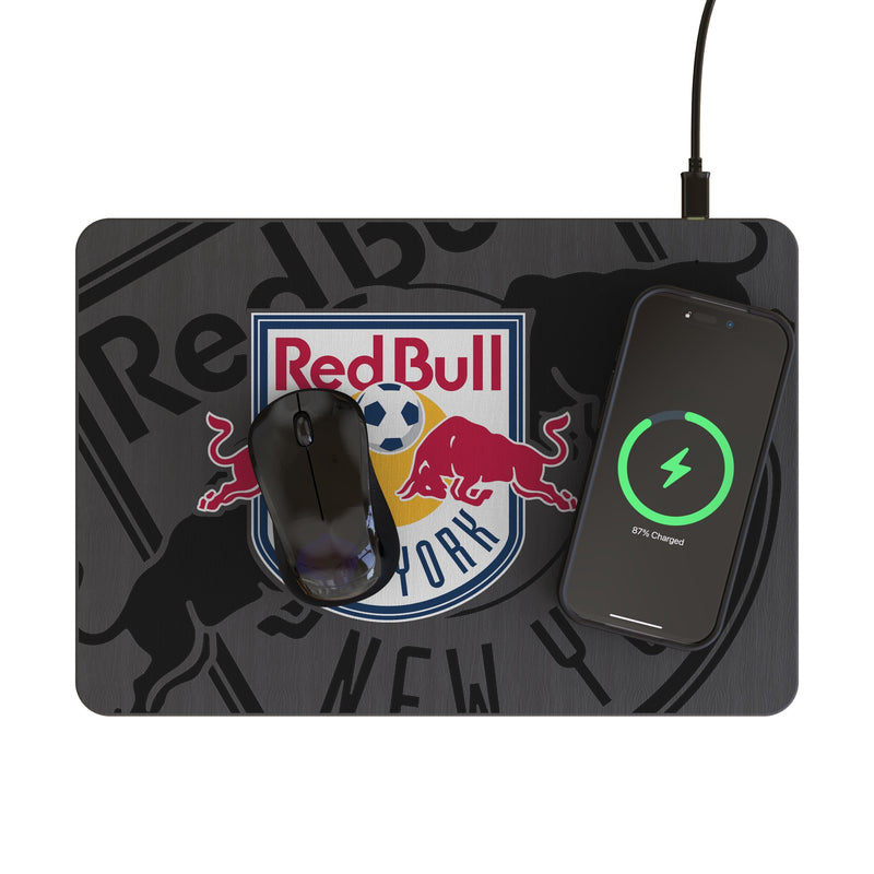 New York Red Bulls Monocolor Tilt 15-Watt Wireless Charger and Mouse Pad Lifestyle.Jpg