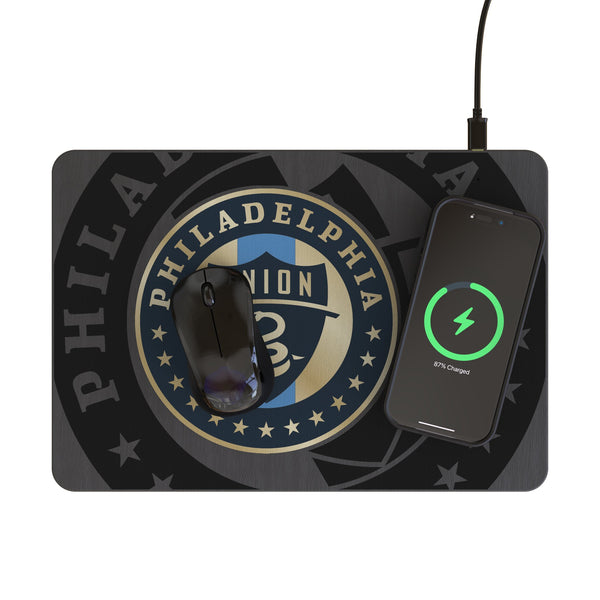 Philadelphia Union Personalized Tilt 15-Watt Wireless Charger and Mouse Pad Lifestyle.Jpg