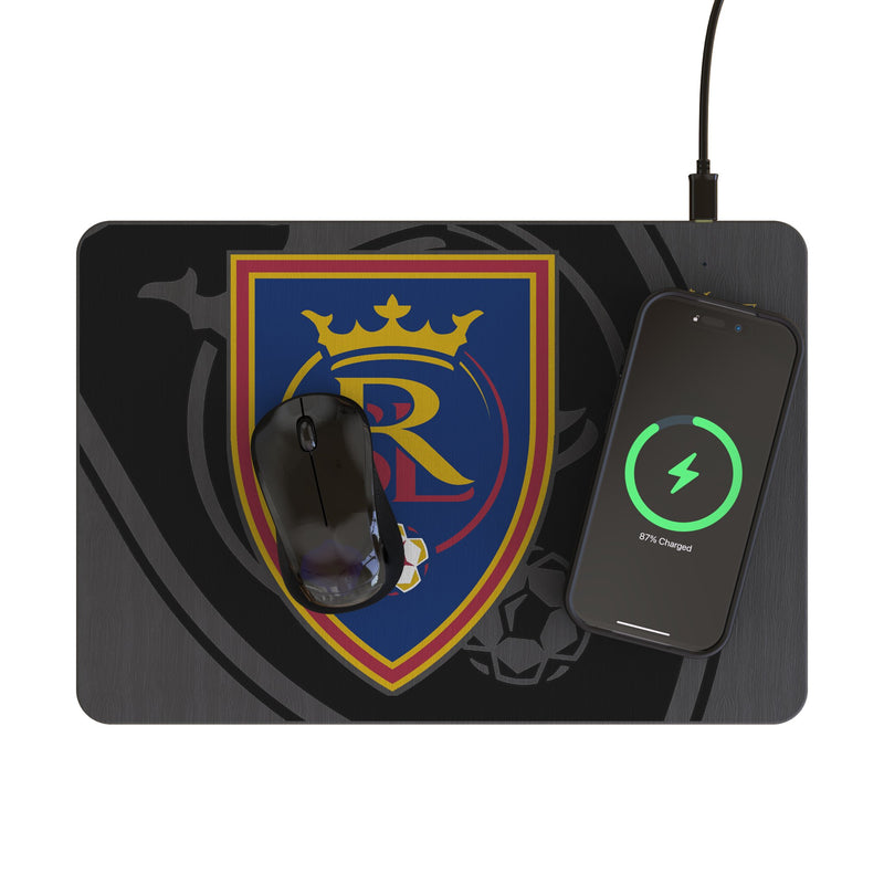 Real Salt Lake Monocolor Tilt 15-Watt Wireless Charger and Mouse Pad Lifestyle.Jpg
