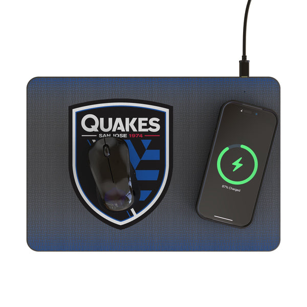 San Jose Earthquakes Linen 15-Watt Wireless Charger and Mouse Pad Lifestyle.Jpg