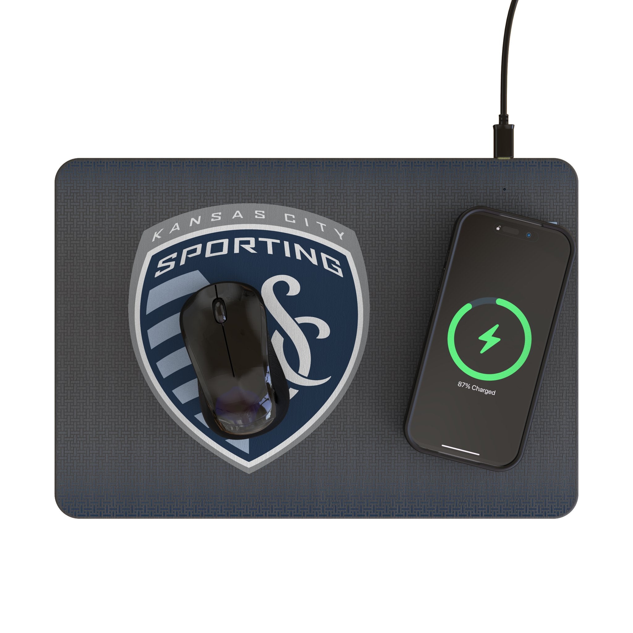 Sporting Kansas City Linen 15-Watt Wireless Charger and Mouse Pad Lifestyle.Jpg