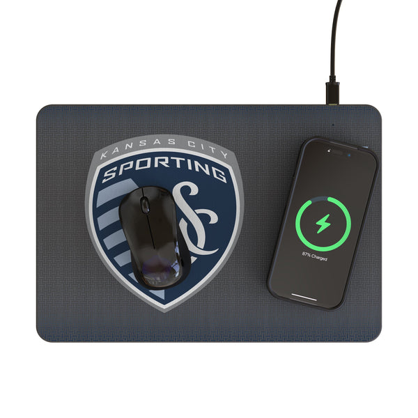 Sporting Kansas City Linen 15-Watt Wireless Charger and Mouse Pad Lifestyle.Jpg
