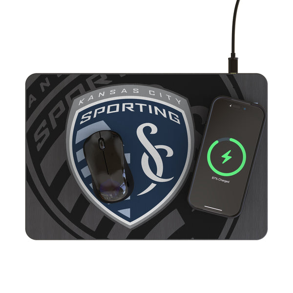 Sporting Kansas City Monocolor Tilt 15-Watt Wireless Charger and Mouse Pad Lifestyle.Jpg