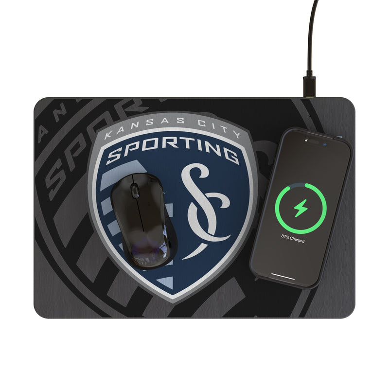 Sporting Kansas City Monocolor Tilt 15-Watt Wireless Charger and Mouse Pad Lifestyle.Jpg