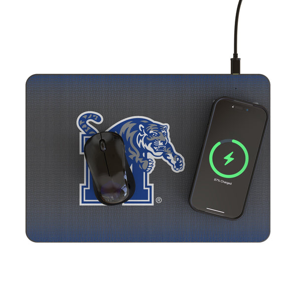 University of Memphis Tigers Linen 15-Watt Wireless Charger and Mouse Pad Lifestyle.Jpg