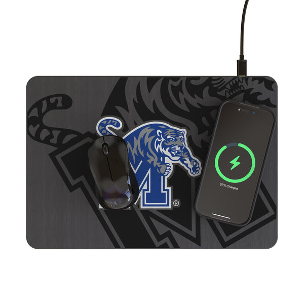 University of Memphis Tigers Personalized Tilt 15-Watt Wireless Charger and Mouse Pad Lifestyle.Jpg