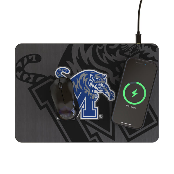 University of Memphis Tigers Monocolor Tilt 15-Watt Wireless Charger and Mouse Pad Lifestyle.Jpg