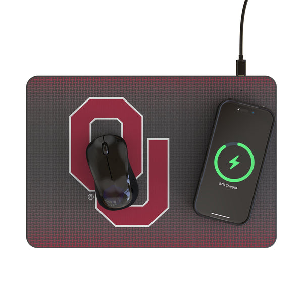 University of Oklahoma Sooners Linen 15-Watt Wireless Charger and Mouse Pad Lifestyle.Jpg